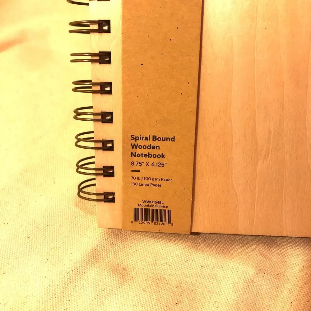 Denik NWT 130 Lined Pages Spiral Bound Wooden Notebook 8.75x6.125